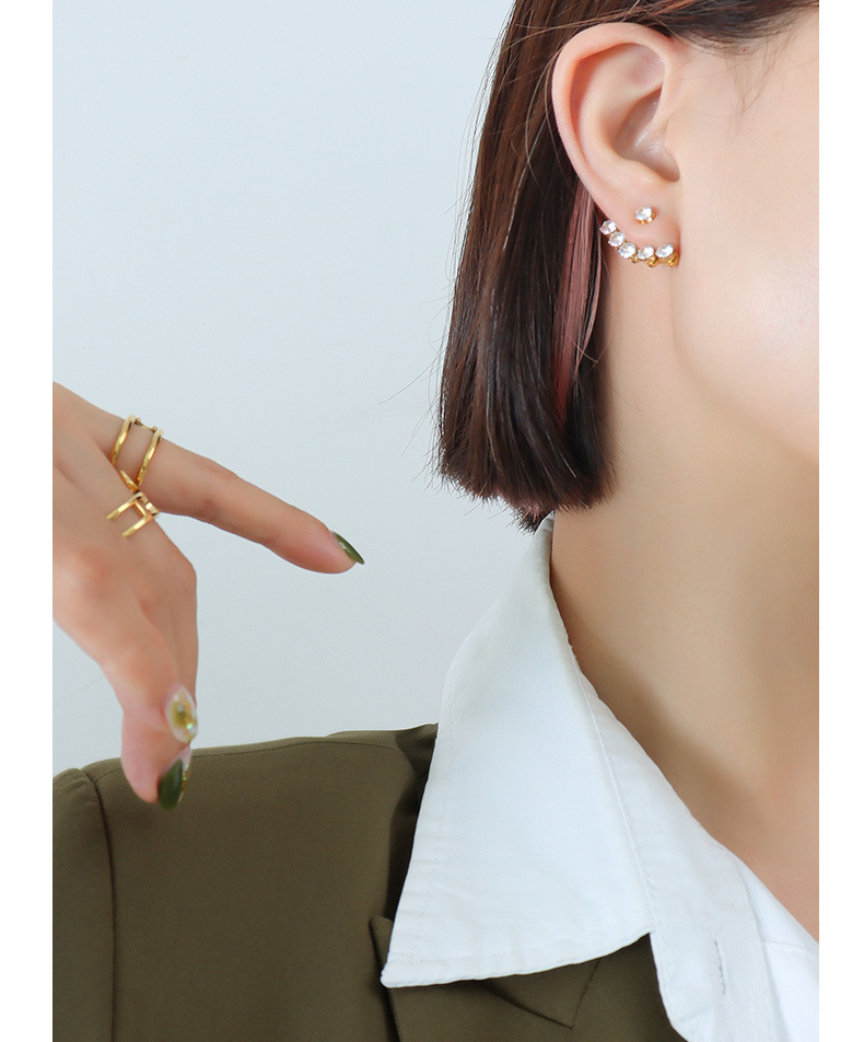 Korean Adjust Zircon Inlaid Earrings Elegant Copper Gold Earrings display picture 2