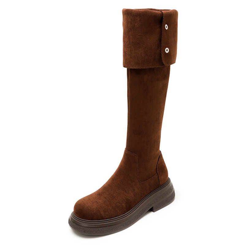 Overknee-Stiefel Damen Overknee-Stiefel Herbst/Winter Plateau Maillard Overknee-Stiefel Braune Ritterstiefel_voghion.com