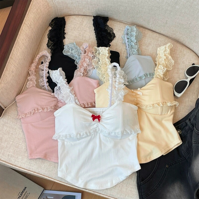 L264# Sexy Lace with Chest Pad Foreign Style Camisole Vest Women's New Outer Wear Joker Slim Top L264# Sexy Lace with Chest Pad Foreign Style Camisole Vest Women's New Outer Wear Joker Slim Top