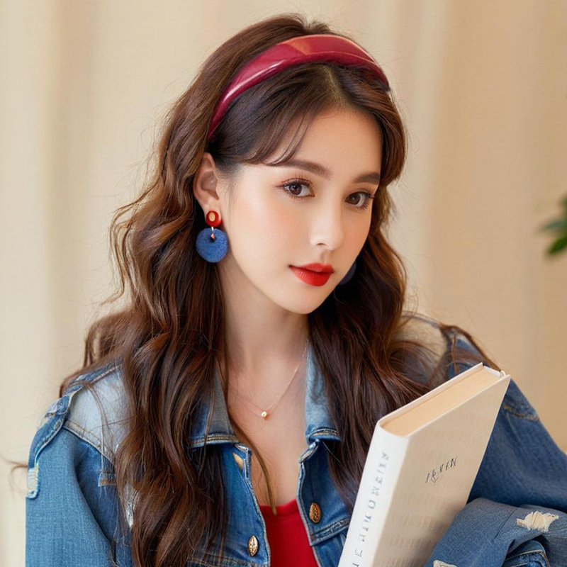 Hong Kong Style Retro Ankora Red Hair Band Wig Women's Long Curly Hair One-piece High Temperature Silk Halfhood Short Video Supply