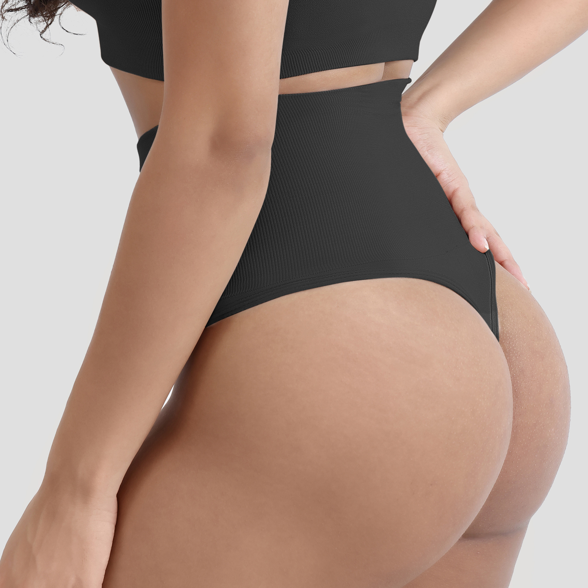 Solid Color Pattern Solid Color Hip Lifting Belly Contracting High Waist Thong Shaping Underwear