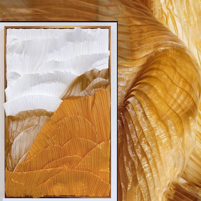 Golden Mermaid Ji pressed and folded water light reflective semi-transparent organza creative handmade clothing designer fabric