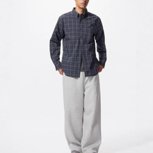 跨境亚马逊秋冬季男装长袖衬衫商务休闲格子棉料翻领纽扣男士衬衣