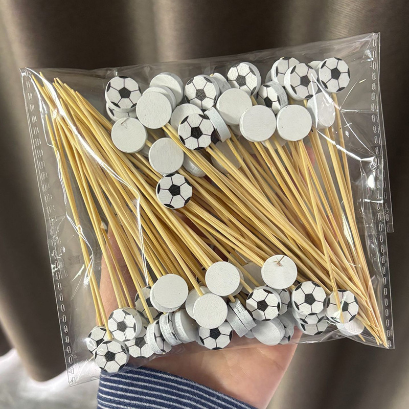 Nuevos productos de bambú decorativo 100 piezas / paquete encantador dibujos animados fruta bambú stick firma hamburguesas cóctel snack firma Amazon