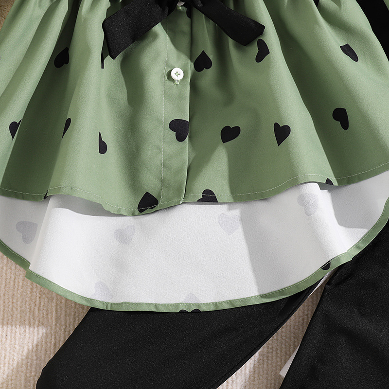 2024 Herbst neue Kollektion von Kinderbekleidung, modisches langes Hemdkleid mit Gürtel und Unterhosen-Set für Mädchen_voghion.com