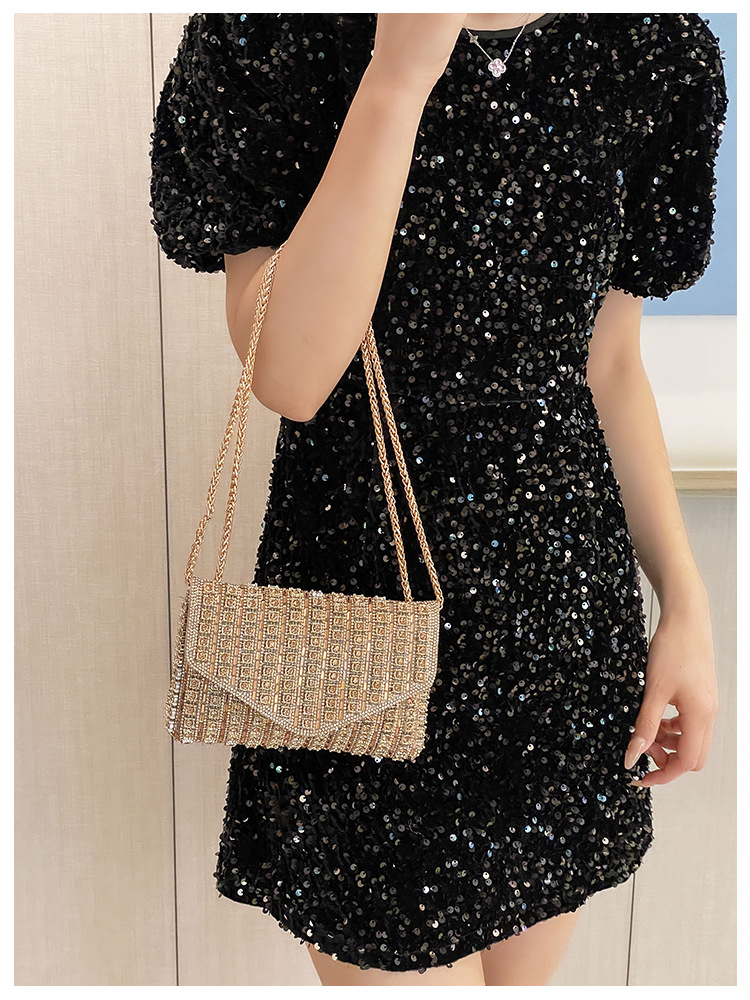 Cross-border bag bestsellers: Women's bag, chain, super shiny diamond-encrusted small square bag, crossbody bag, fashionable and versatile, socialite dinner bag undefined