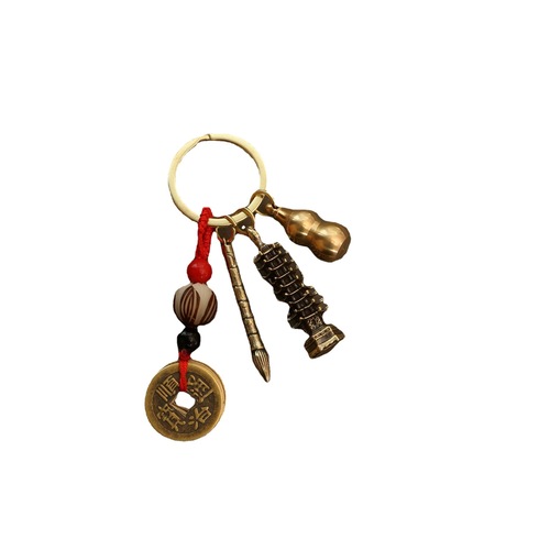 Golden List Name National Style Scholar's Exam Gift Wenchang Pen Copper Wenchang Pagoda Keychain Pendant Wholesale