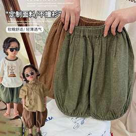 夏上新~韩版儿童休闲七分裤KU118森系男童女童灯笼裤中短裤兔毛