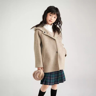 2024 Autumn and Winter Baby 100 Wool Woolen Coat Children's Double-Sided Wool Coat Men's and Women's Woolen Coat
