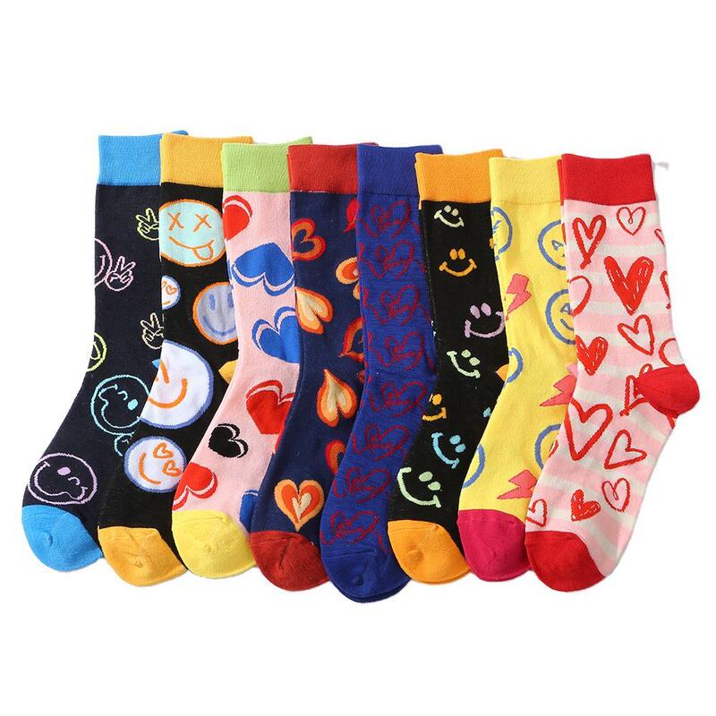 Fun and Fashionable Face Socks for Women, European and American Street Style Valentine's Day Heart-Shaped Long Socks for Men