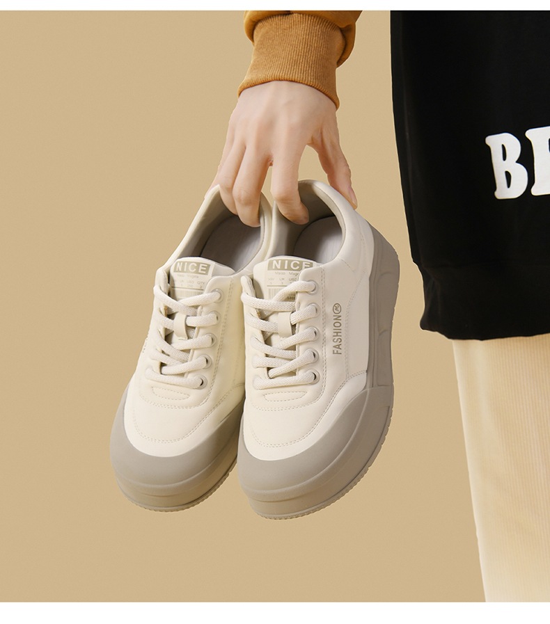 Weiße Damen Freizeitschuhe Mit Plateau Weiche Sohle Sneaker_voghion.com