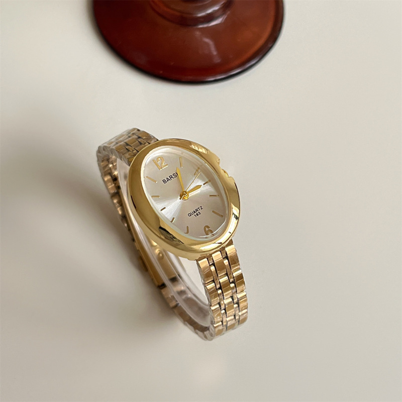 Barsh New Elegant Pigeon Egg Watch Ladies High-End Accessible Luxury Retro White Gold Chain Quartz Watch