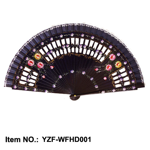 Ventilador clásico plegable, ventilador de madera español europeo, ventilador pintado a mano cheongsam con ventilador