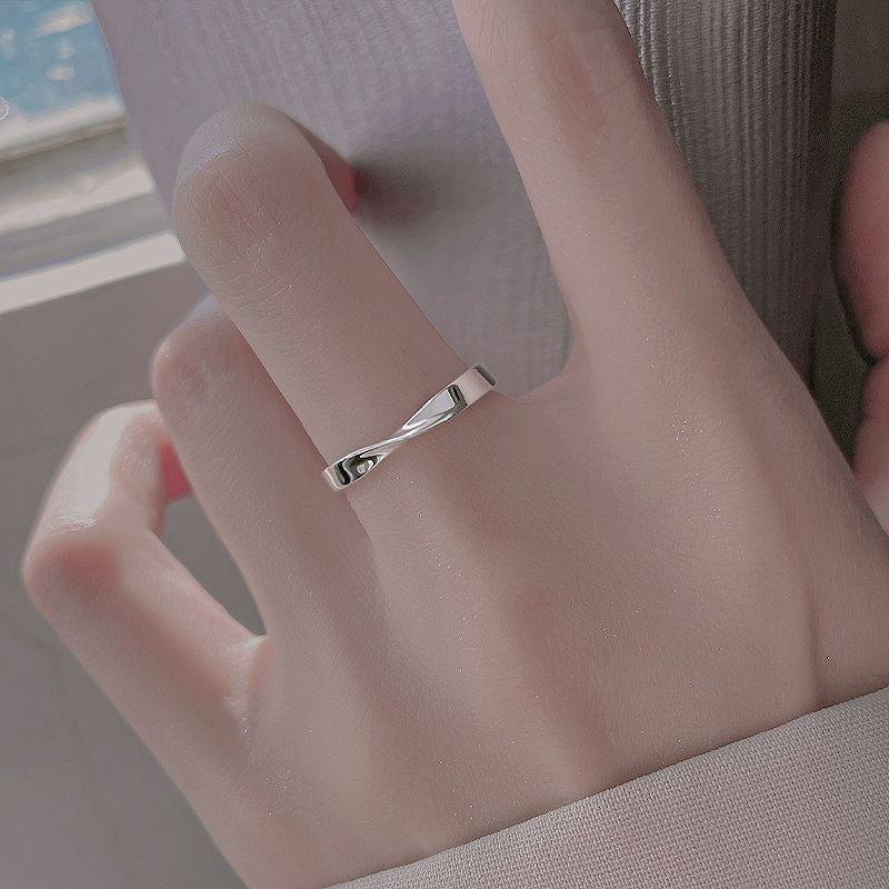 S925 Sterling Silver Möbius Ring For Women Open Adjustable Band_voghion.com