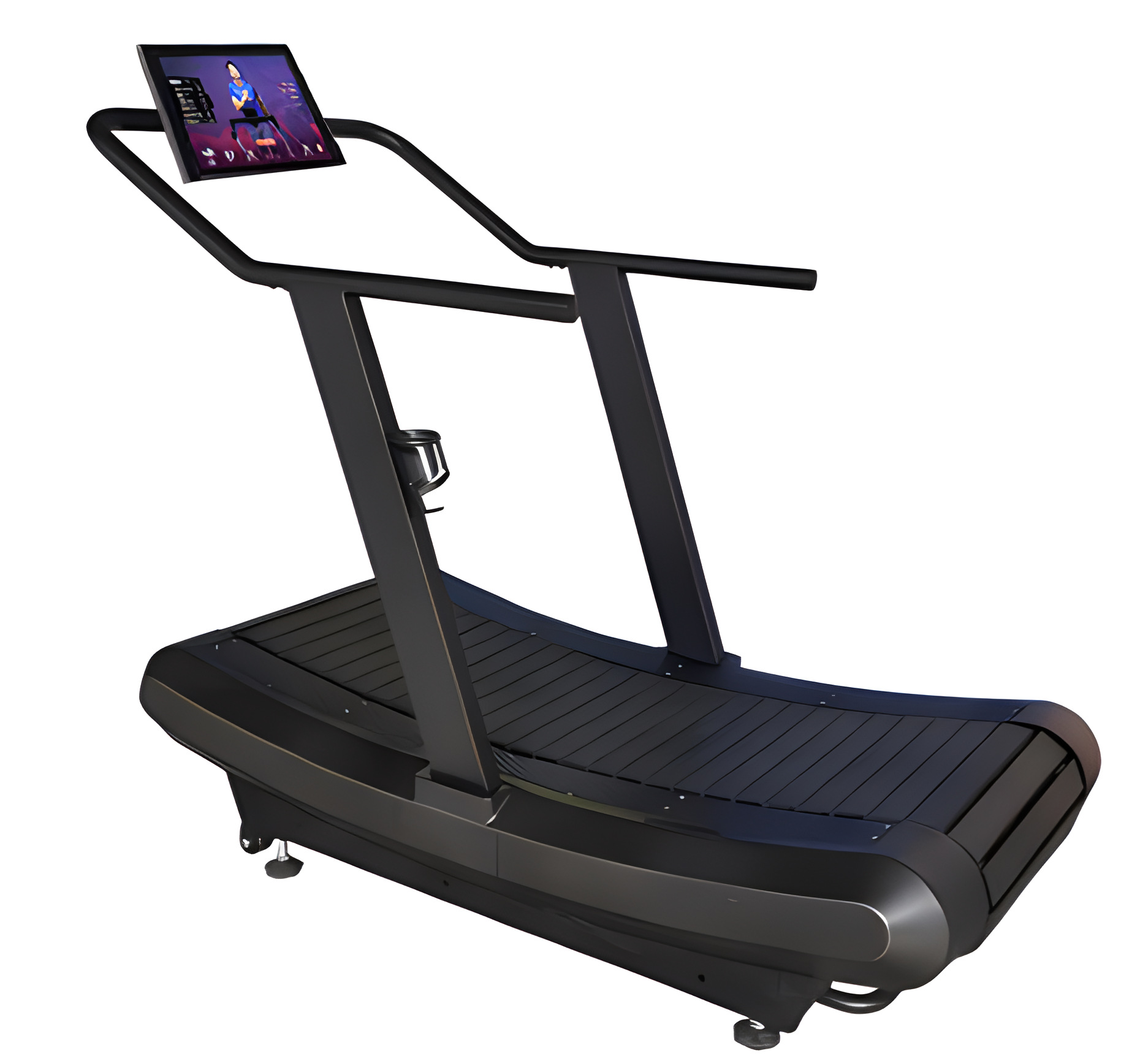 Caminadora curva comercial para gimnasio, equipo de ejercicio mecánico sin motor tipo pista para interiores, silencioso y aeróbico.