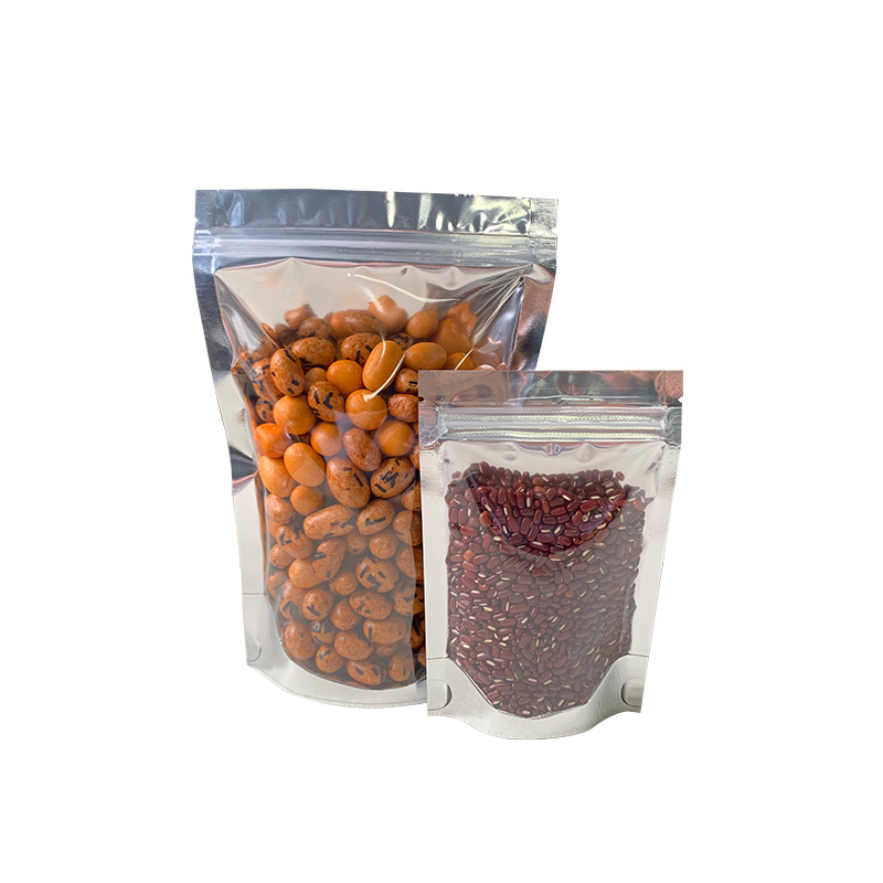 Venta al por mayor de aluminio Yin y Yang bolsa autosellante tuerca caramelo ocio bolsa de embalaje de alimentos bolsa compacta de papel de aluminio de frutas secas