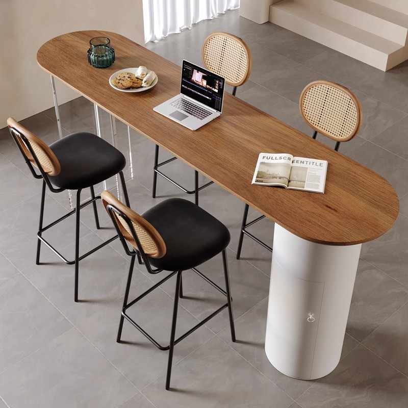 Solid Wood Bar Table and Chair Home Sofa Side Balcony Dining Room Living Room Partition Open Kitchen Long Table Goblet Table