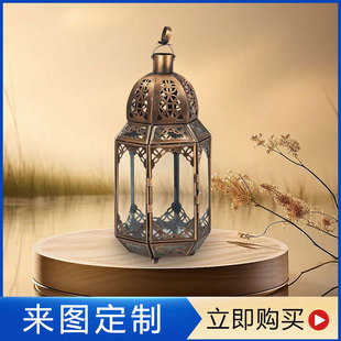 欧式复古风灯摩洛哥小夜灯创意特色镂空铁艺烛台浪漫家居装饰摆件-阿里巴巴