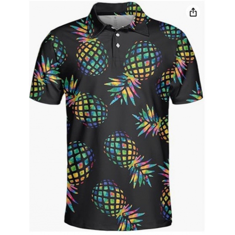 Cross-Border Export Summer New Floral Men's Short-Sleeved Casual Fashion 3D Digital Printed Short-Sleeved Polo Shirt No