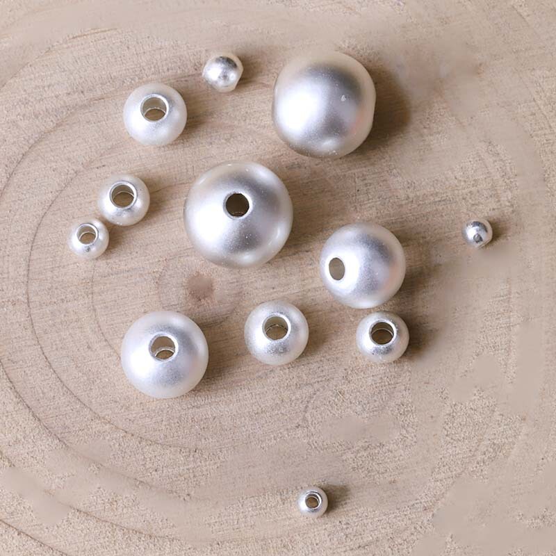Strong Color Retention Copper Plated Matte Silver Round Beads Spacer Beads Loose Bead Accessories DIY Handmade Beading Material Bracelet Accessories Strong Color Retention Copper Plated Matte Silver Round Beads Spacer Beads Loose Bead Accessories DIY Handmade Beading Material Bracelet Accessories