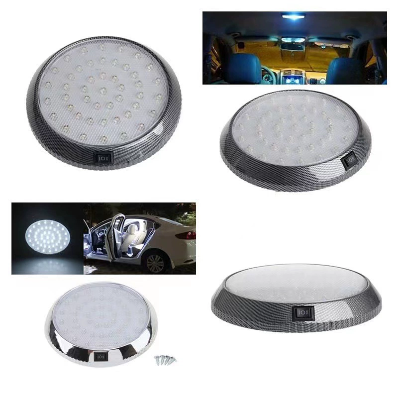 Интерьер автомобиля Универсальный декоративный светильник для чтения салона автомобиля углеродный узор гальваническое покрытие 46LED внутренний светильник на крыше GT-007