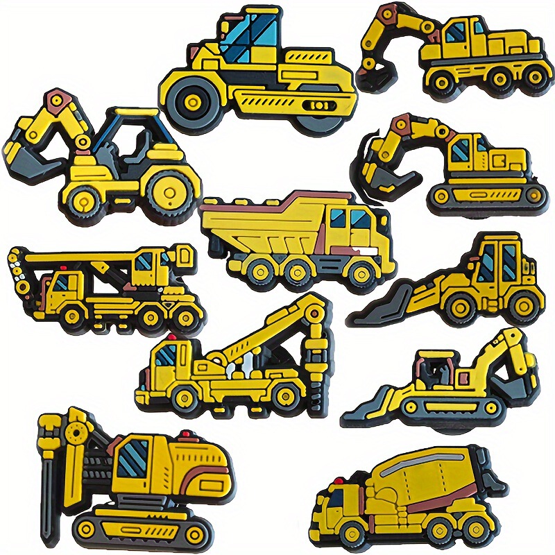 11/1 set of excavator forklift truck engineering vehicle series hole shoes accessories shoes flower diy beach shoes accessories shoe buckle