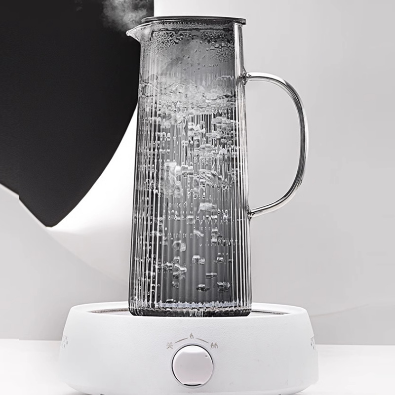 Creativo vidrio vertical hervidor de agua fría conjunto de taza de agua fría puede calentar la mesa de té de la sala de estar hervidor de agua fría hervidor de agua caliente al por mayor