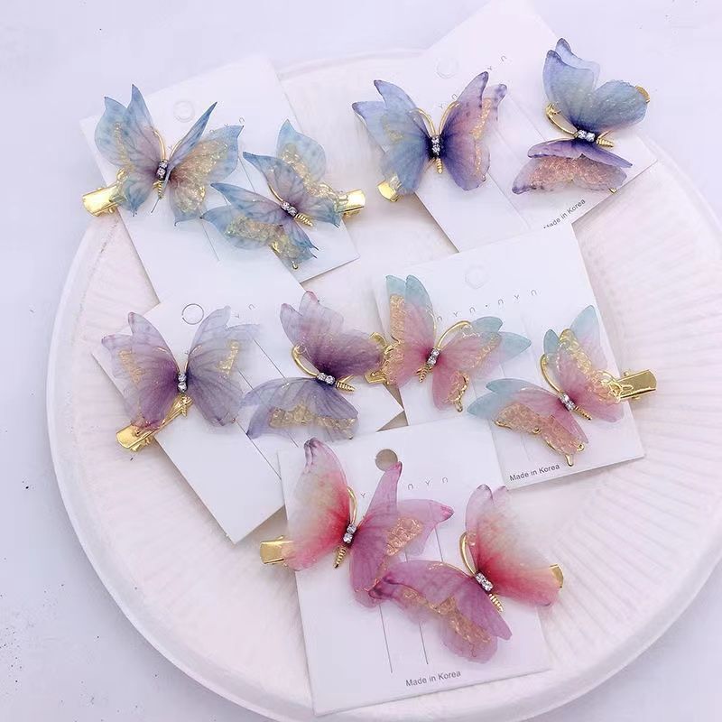 2025 Super Fairy Three-Dimensional Butterfly Hairpin Children's Han Dynasty Clothing Ancient Style Hair Accessories Girls Side Clip Sweat Hair Clip Hairpin