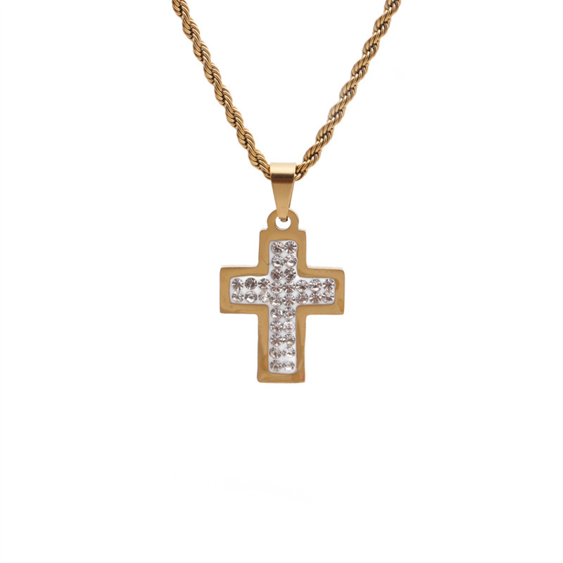 Nihaojewelry Exaggerated Style Twist Chain Heart Cross Pendant Necklace Wholesale Jewelry display picture 8