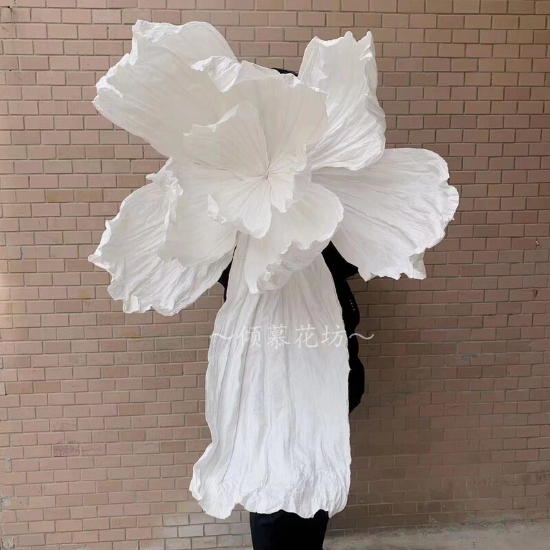 大纸花巨型美塑纸艺大花大型婚礼背景花装饰手工褶皱橱窗美陈花艺|undefined