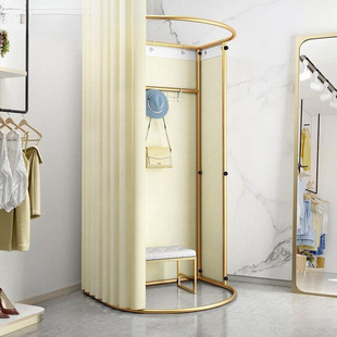 Shopping Mall Mobile Fitting Room Clothing Store Floor Portable Foldable Simple Dressing Room Temporary Display Stand Door Curtain