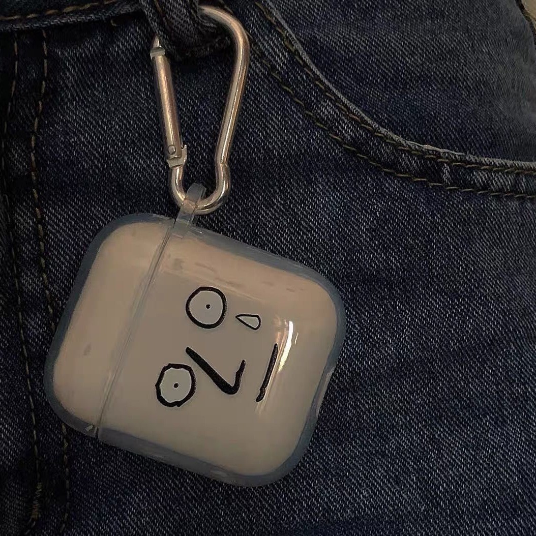 Personalidad simple payaso emoticon para airpods4 Apple auriculares bluetooth pro3 cubierta transparente cubierta suave