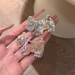 敲可爱~韩系简约甜美闪钻修狗发夹小众个性气质百搭刘海时尚发夹