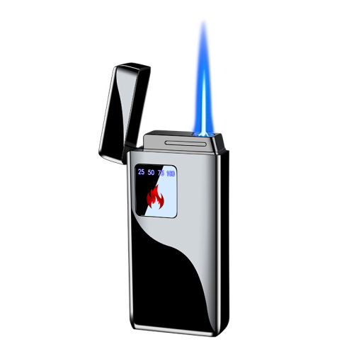 Creative steam-electric combination straight-flush windproof lighter blue flame straight-flush touch-sensitive inflatable high-end lighter