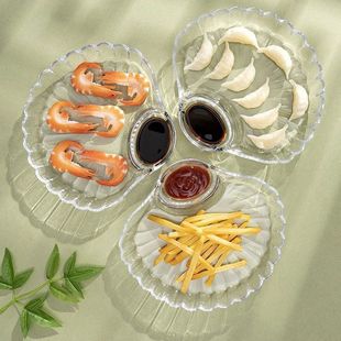 Shell Dumpling Plate with Dip Dish European Style Creative Home Salah Bowl Fruit Plate Slimming Fat-reducing Plate Plastic
