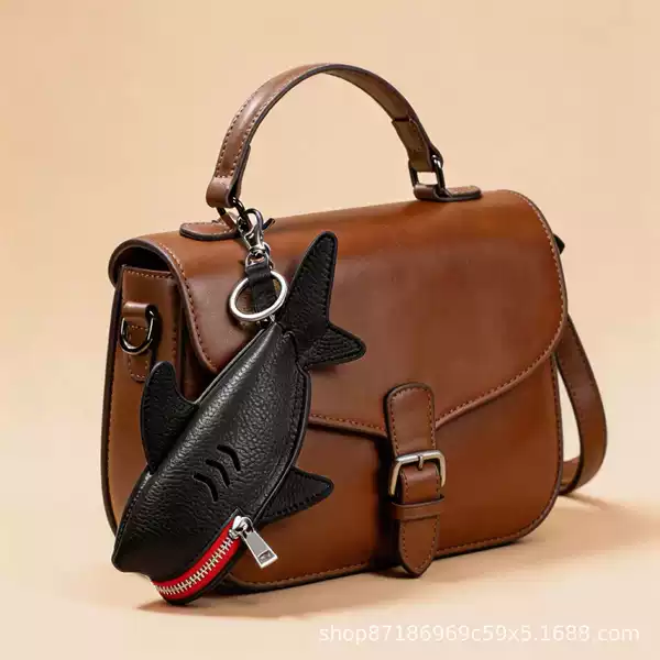 Stylish Little Shark Key Case, Leather Portable Universal Key Protector, Personalized Bag Pendant Storage Bag