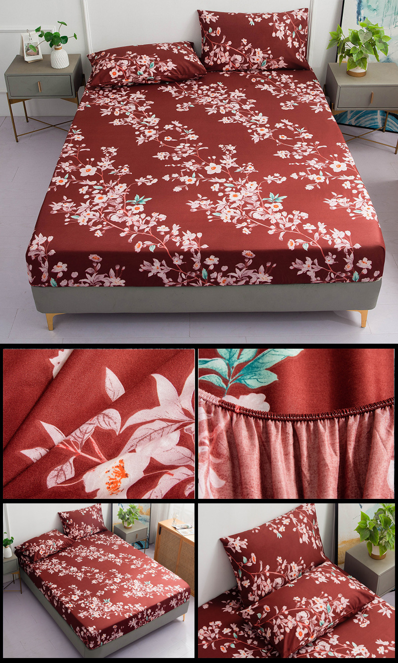 Einzelkissen-Spannbetttuch-Matratzenschutzbezug, 90 g gebürstete Mikrofaser, dreiteiliges Set_voghion.com