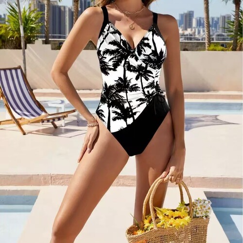 2025 one-piece swimsuit European and American style women's push-up sexy slimming bikini, multiple colors