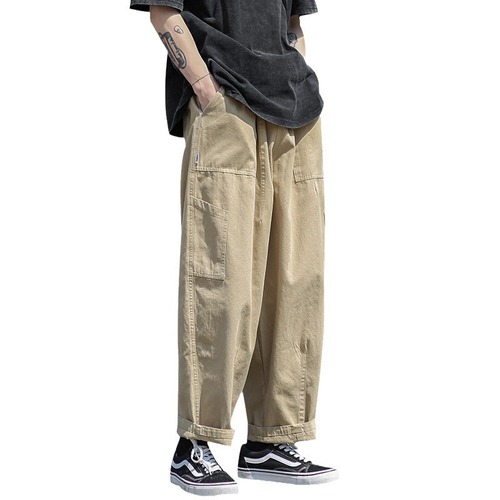 Japanese straight-leg work pants for men, thin version for spring and summer, trendy brand, fashion pants for boys, loose wide-leg casual long pants