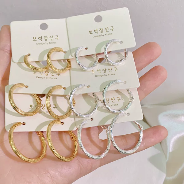 Copper Gold-Plated European and American Fashion Simple Metal Hoop Earrings for Women, New Light Luxury Minimalist Style Versatile Ear Hoops and Accessories