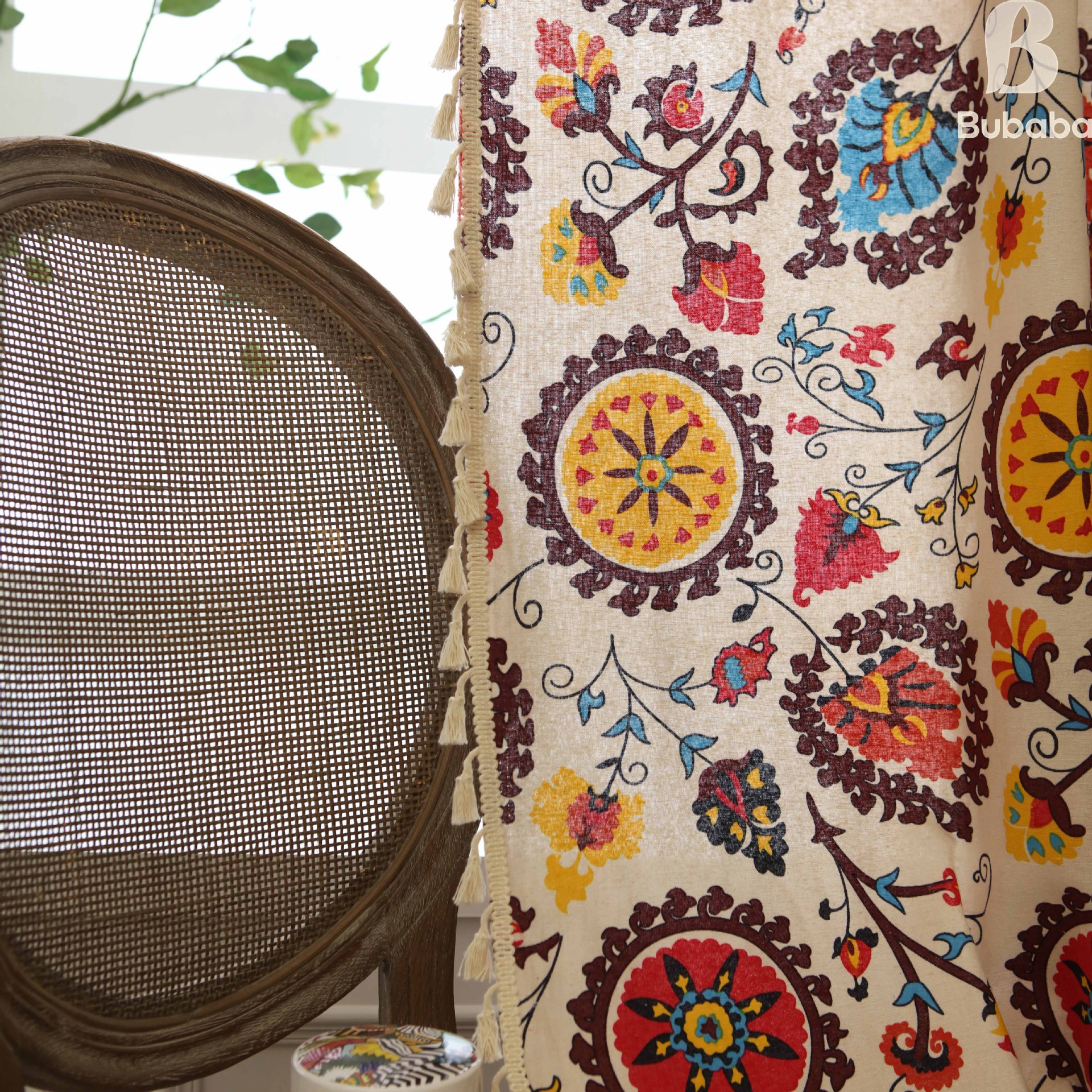 Beiger Vorhang Im Boho-stil Mit Quasten Für Wohnzimmer_voghion.com