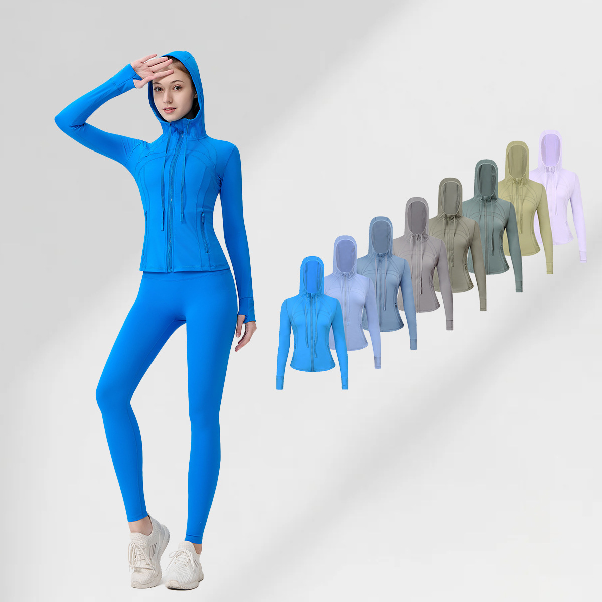 Women's Performance Hooded Jacket – Breathable Running & Yoga Zip-Up (Moisture-Wicking, Slim Fit, 40+ Colors)_voghion.com