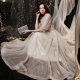 Banquet Evening Dress 2025 Spring Simple Puff Sleeve Art Test Performance dress Annual Opening Ceremony Evening Dress