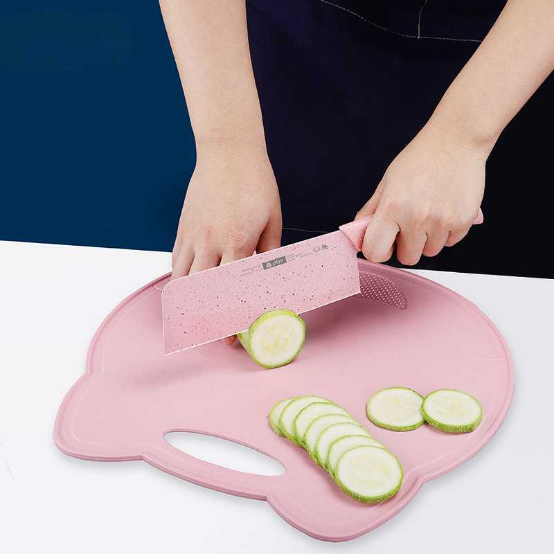 Kit de cuchillos antibacterianos combinados para bebés domésticos tablero de corte de alimentos suplementarios tablero de cocina de bebés tablero de cuchillos de frutas de acero inoxidable tablero de escritorio