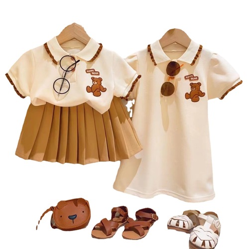 Generation baby girl POLO skirt summer 2024 new sister outfit girls skirt T-shirt skirt two-piece trendy set