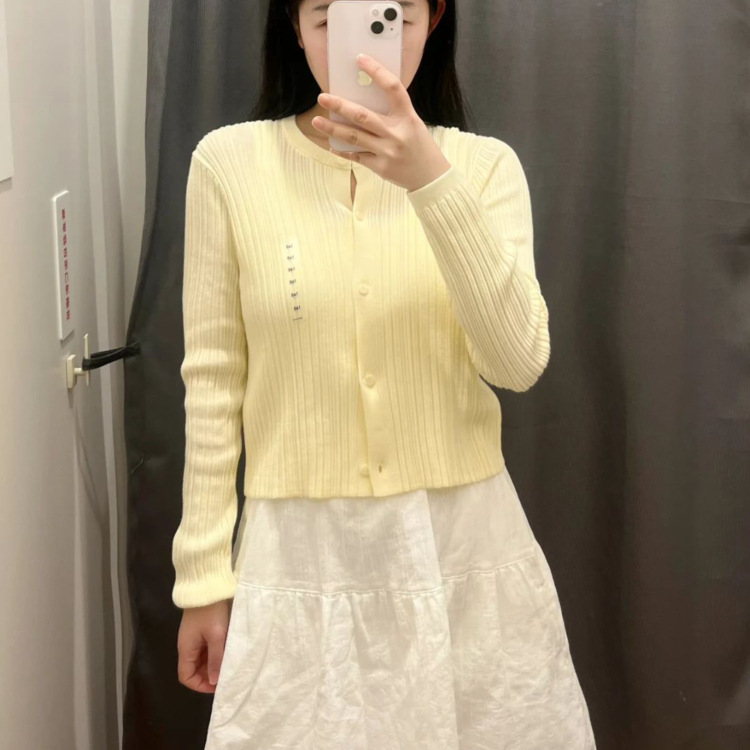 2025 Spring New Round Neck Knitwear Ribbed Cardigan Thin Outwear Top Girls K474811