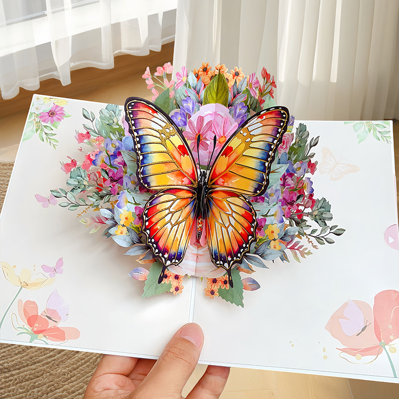 新しい教師の日立体グリーティングカード 3D 花束誕生日カード感謝祭ギフト教師のためのクロスボーダー工場卸売|undefined