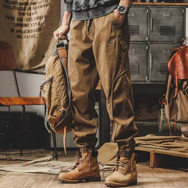 American Retro Heavy-Duty Cargo Pants for Men, Autumn New Jogger Pants, Trendy Brand Loose Casual Pants for Spring and Autumn