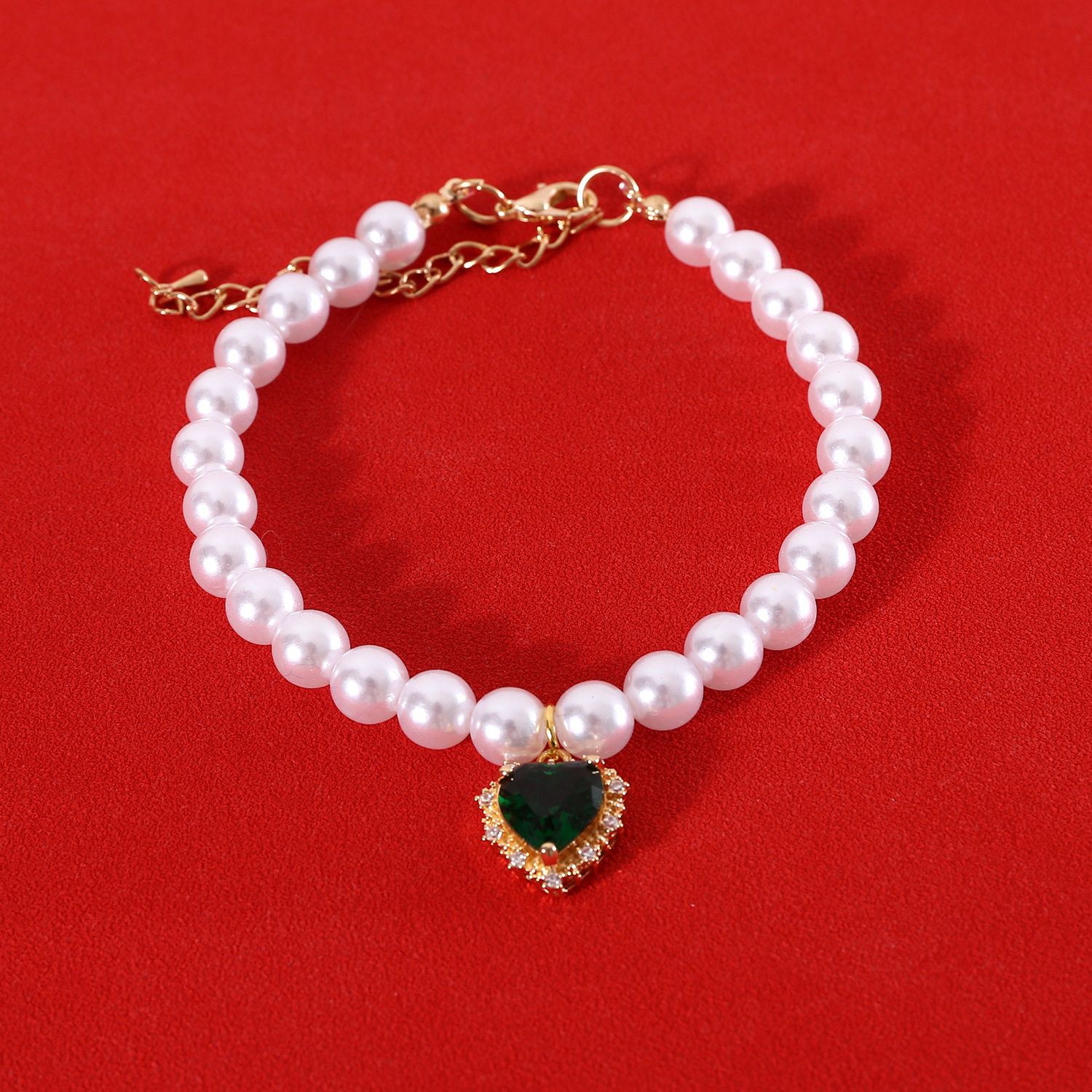 Perla ajustable para mascotas gatos perros conejos amor collar de diamante zircón collar de cumpleaños comercio exterior collar