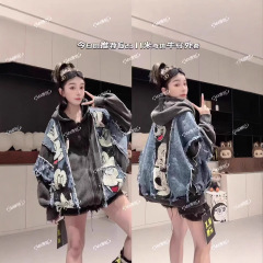 2025春秋季新款破洞设计感贴布刺绣猫咪长袖卫衣女宽松休闲甜美上